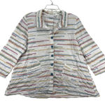 Habitat  Button Down Shirt Colorful Stripe 3/4‎ Sleeve Pockets White L Photo 0