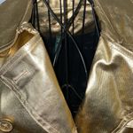 Ralph Lauren Vintage Gold belted jacket, shiney, cool size P/P double breasted.This jacket shows a bit of wear but nothing big at all. No rips or stains or anything, in good condition. Photo 2