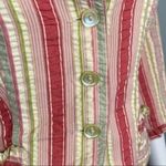 CAbi Pink Yellow Striped Ruffle Blazer Jacket Size 6 Preppy Boho Spring Chic Photo 4