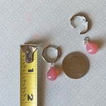 Handmade rose opaline teardrop Czech glass simple minimalist hoop earrings🩷 Photo 4