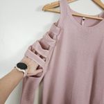 Poof! Blush Pink Cold Shoulder Sweater Women's S Cozy Preppy Coquette Ballet Photo 2