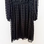 Womens Dress Size 20W Black Swiss Dot Long Sleeve Midi Romantic Dark Feminine Photo 2
