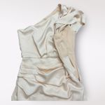 Blue Blush  Pink Champagne Satin One Shoulder‎ Midi Cocktail Dress Size S Photo 6