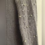 Lane Bryant  Grey Metallic Beaded Knit Crochet Style Sleeve Sweater - size 14/16 Photo 2