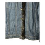 Dennis Basso Penny Lane Denim Jacket Faux Fur Trim Collar Cuff Women Size Medium Photo 4