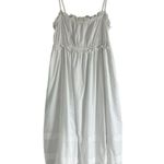 J.Crew Square Neck Ruffle Maxi Dress White Size 14 Minimalist Coastal Bohemian Photo 0