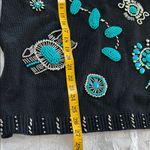 Victoria Jones  Woman Black Sweater with Turquoise and Silver Embellishments Photo 8