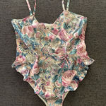 Victoria's Secret Vintage  Floral Satin Ruffle Teddy Bodysuit Sz Medium‎ Photo 0