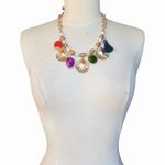 Chico's Chico’s NWT Bohemian Statement Necklace Gold Tone Chains Colorful Multi Charm Photo 0