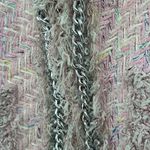 McGinn light pink tweed woven blazer jacket silver chain detail fringe size 6 Photo 8