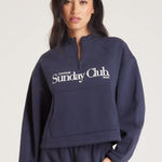Lounge  Sunday Club Navy Quarter Zip Sweatshirt, L Photo 0