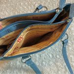 Stone Mountain Denim Blue Crinkle Leather Multiway Kaplan Tote Bag Photo 6