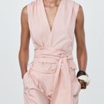 ZARA  NWT 100% cotton bow tie wrap poplin pink top Photo 3