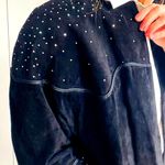 Vintage Suede Jacket/Coat Black Rhinestones Deadstock Y2K/90s Era Rocker Chic Photo 6