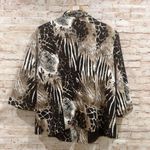 Dressbarn Women's 3/4 Sleeve Waterfall Front Animal Print Jacket Size 18/20 Brown Photo 2