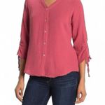 Foxcroft  Pink Crinkle Cotton Button Down Blouse. Size XXL Photo 0