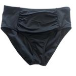 NWT! Sonnet Shores Shirred Front Women's High Waist Bikini Swimsuit Bottom Sz 6 Black Photo 2