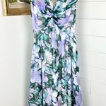 Tadashi Shoji Edith Printed Floral A-Line Dress Tea Midi Length Lilac NWT Size 8 Photo 7