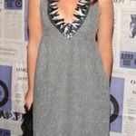 Anna Sui New for Target Sleeveless Metallic Grey Boucle V-Neck Shift Mini Dress Photo 3