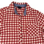 Lands' End Flannel Popover Plaid Shirt Top Women's 8T Red Check Spilt Hem Soft Photo 2