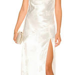 Majorelle Ivory White Averie Floral Jacquard Satin Midi Slip Drape Neck Dress XL Photo 0