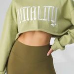 Balance Athletica Vitality |  Warm Up Raw‎ Hem Crop Crewneck Sweatshirt Green Photo 0