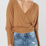 We The Free Free People  Rust Ribbed Wrap Tie Top Size Small Photo 0