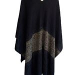 Mixit Black Gold Knit Poncho One Size Sweater Shawl Photo 2