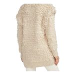 EXPRESS  Fluffy Chunky Fringe Cardigan Cream Size M Sleeve Detail Photo 6