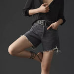Citizens of Humanity  COH Elle Hi-Rise Cut Off Button Fly Washed Black Shorts 25 Photo 0