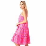 J. Marie Maeve Pink Tulip Flower Print Tiered Midi Dress Women's M NWOT Vacation Size M Photo 1