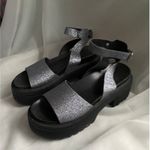 Topshop  Glitter Platform Chunky Heel Silver Sandals 9.5 Disco Party Festival Y2K Photo 0