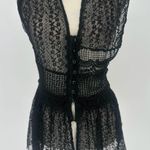 Hendi Black Lace Top Halter Open Back Whimsigoth Goth Fairy Tie Back One Size Size M Photo 0