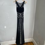 Rachel Allan Beaded Sequin Illusion‎ Prom Pageant Dress Black Size 10 Photo 2