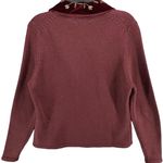 Vintage Casual Corner Sweater Womens S Wool Blend Velvet Embroidered Collar 90s Red Photo 4