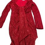 RTR One33 Social Red Sequin Drape Long Sleeve Sheath Mini‎ Dress Sz 4 Photo 6