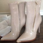 Simmi London SAFIYA NUDE FAUX CROC PRINT METAL TOE CAP STILETTO ANKLE BO… Photo 0