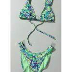 Graffiti Airbrush Hearts Bikini Top and Bottoms Set XXS 💜✨ Green Photo 2