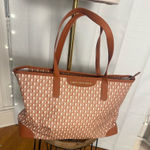ban.do “Throw Stuff In Here” Tote Bag Orange Geo Print Shoulder Bag Large Brown Photo 0