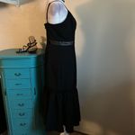 AQUA New  Little Black Midi Dress with Flounce Ruffle Hem Lace Crochet Inlay Photo 5
