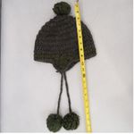 Gray Crochet Cable Knit Pom Pom Bucket Y2K Vintage Beanie Cap Hat Photo 5