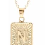 Initial “N” Pendant Necklace Gold Letter Photo 0