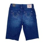 True Religion NEW Riley Big T Raw Hem Mid-Rise Bermuda Short Moonstone Denim 27 Photo 4