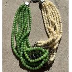 Vintage Green Jade Agate Glass Multi Strand Beaded Women’s Necklace Sz 19” Photo 5