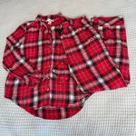 Victoria's Secret  Flannel Pajama Set Womens Medium Red Pink Plaid Shirt Pants Photo 0