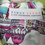 First Issue Small Button Front Short Sleeve Floral Tropical Venice Blouse Pink Photo 2