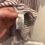 Downeast Women's Brown Striped Peplum Blouse Top Ruffle Short Sleeve Size L Photo 7