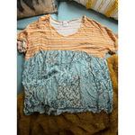 Women's Grace & Emma Tunic XL Orange Green Striped Floral Photo 2