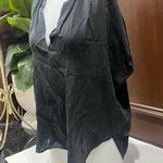 Vince  Charcoal V-Neck Silk Top leather neckline Photo 8