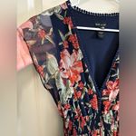 Kate and Lilly Maxi Dress Color Blue/Burnt Orange Flowers Multi Size 6 Blue Photo 2